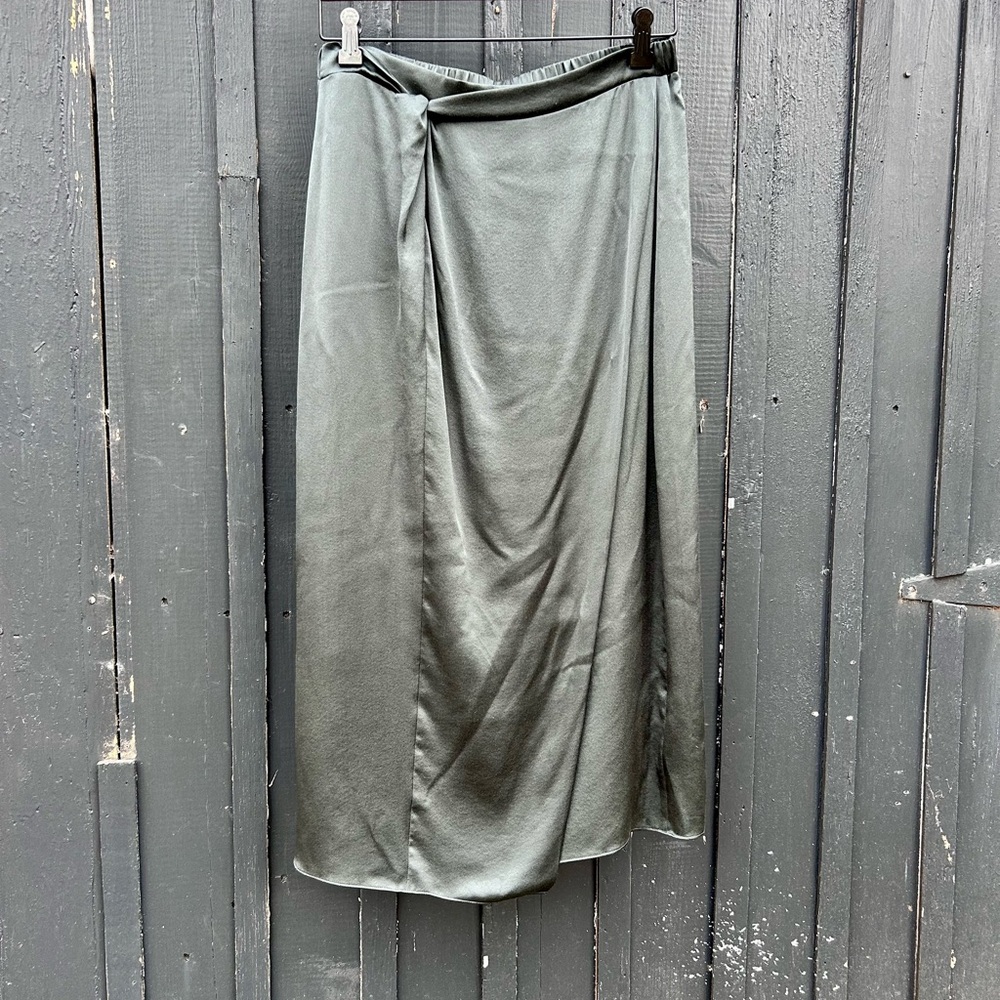 Vince Camuto Metallic Gunmetal Wrap Skirt